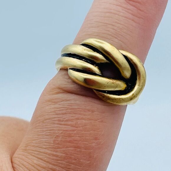 Lover's Knot Size 7 Gold Tone Ring Premier Designs "Forged" Band - Picture 3 of 9